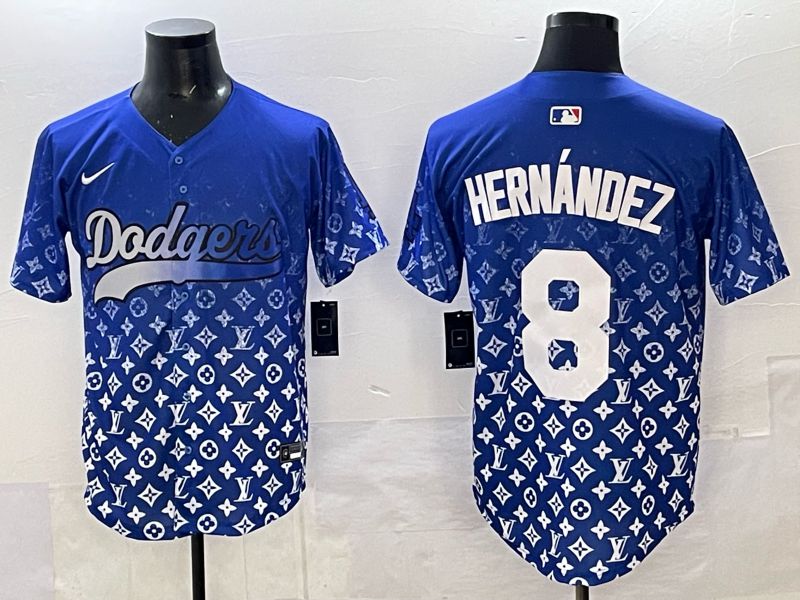 Men Los Angeles Dodgers #8 Hernandez Blue Nike 2025 MLB jersey 01
